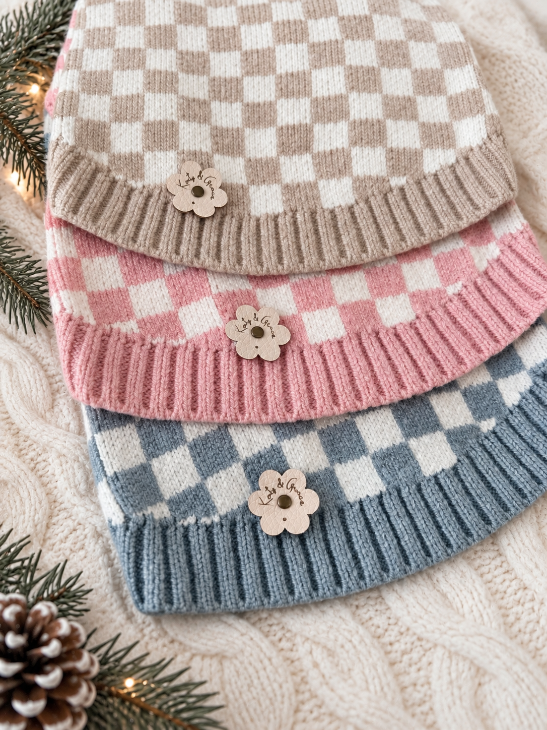 Knit Sweater - Cuddle Check pink