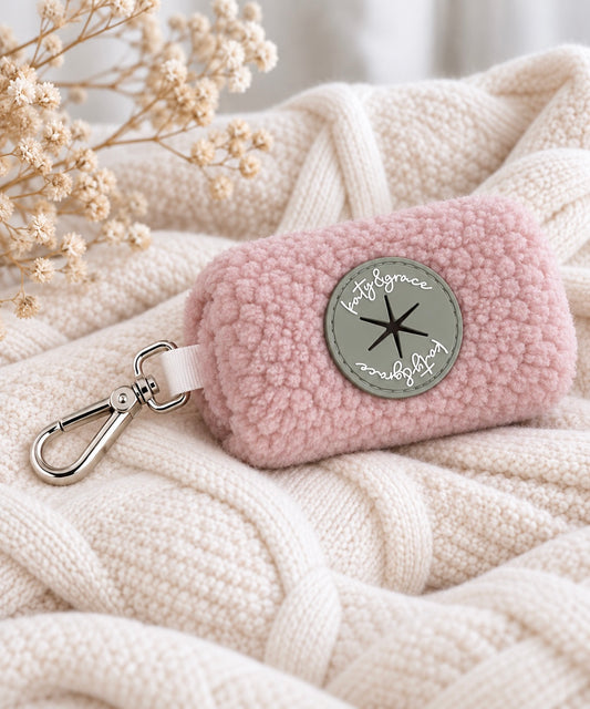 Poop Bag Dispenser - Cozy Teddy dusty rose