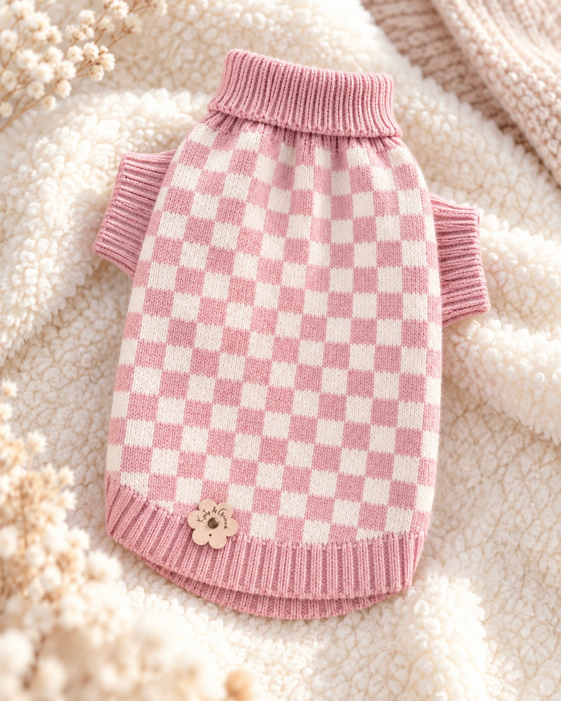Knit Sweater - Cuddle Check pink