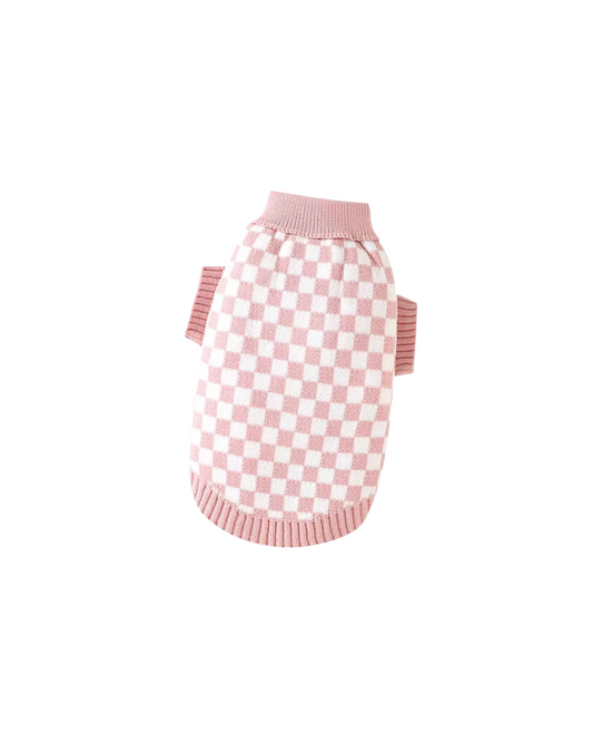 Knit Sweater - Cuddle Check pink